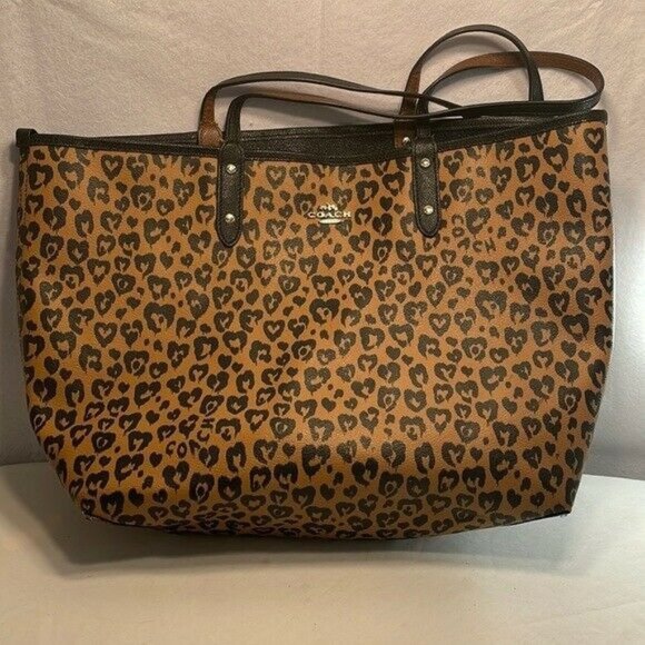 Coach Handbags - Coach Womens Reversible City Tote Bag Purse Animal Print